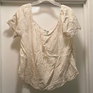 American Eagle Outfitters Cream Off the Shoulder Lace Detail Blouse